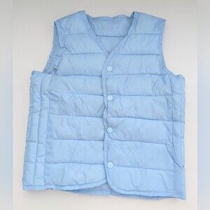Unisex Children's Sky Blue V-Neck Quilted Lightweight Vest w/Snaps
